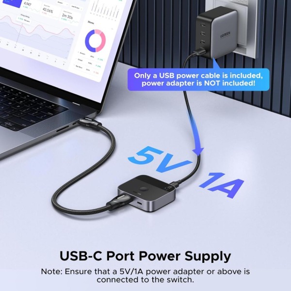 Фото - Док-станция UGREEN AW503 USB-C+HDMI Switch 2в1 Black (55452)